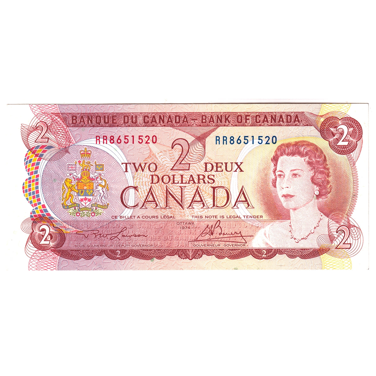 BC-47a 1974 Canada $2 Lawson-Bouey, RR, AU-UNC (AU55)