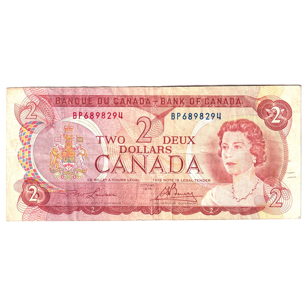 BC-47a 1974 Canada $2 Lawson-Bouey, BP, Modified Tint, Circ