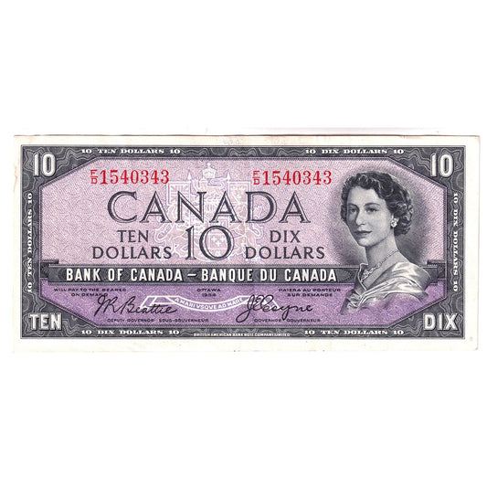 BC-32b 1954 Canada $10 Beattie-Coyne, Devil's Face, F/D, EF