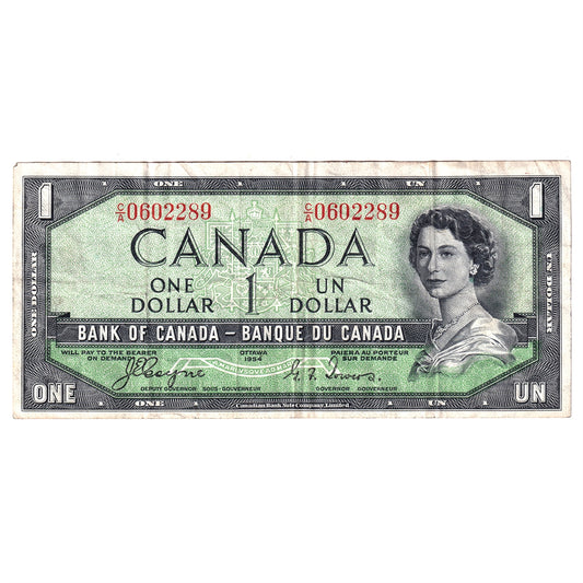 BC-29a 1954 Canada $1 Coyne-Towers, Devil's Face, C/A, VF