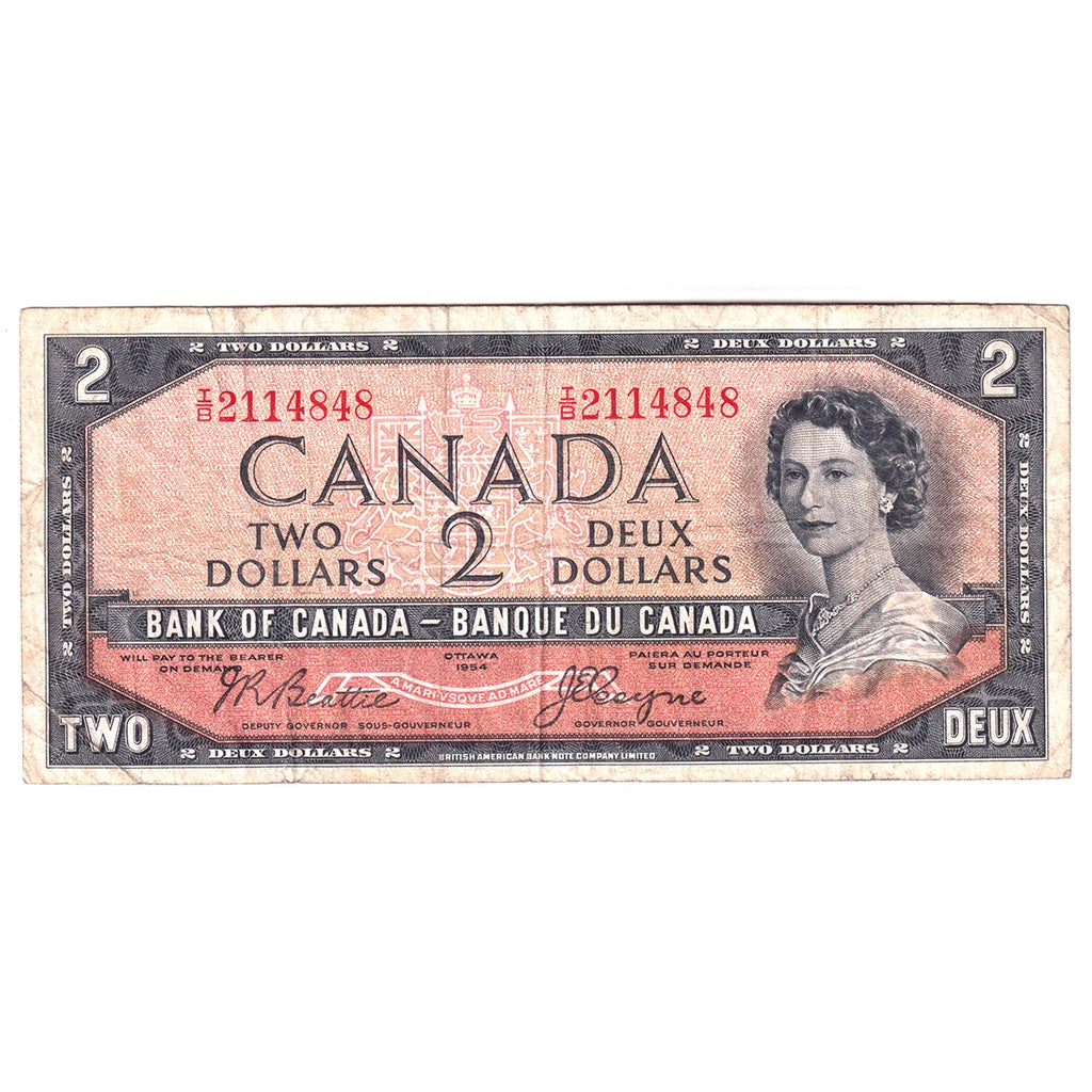 BC-30b 1954 Canada $2 Beattie-Coyne, Devil's Face, I/B, Fine (F12)