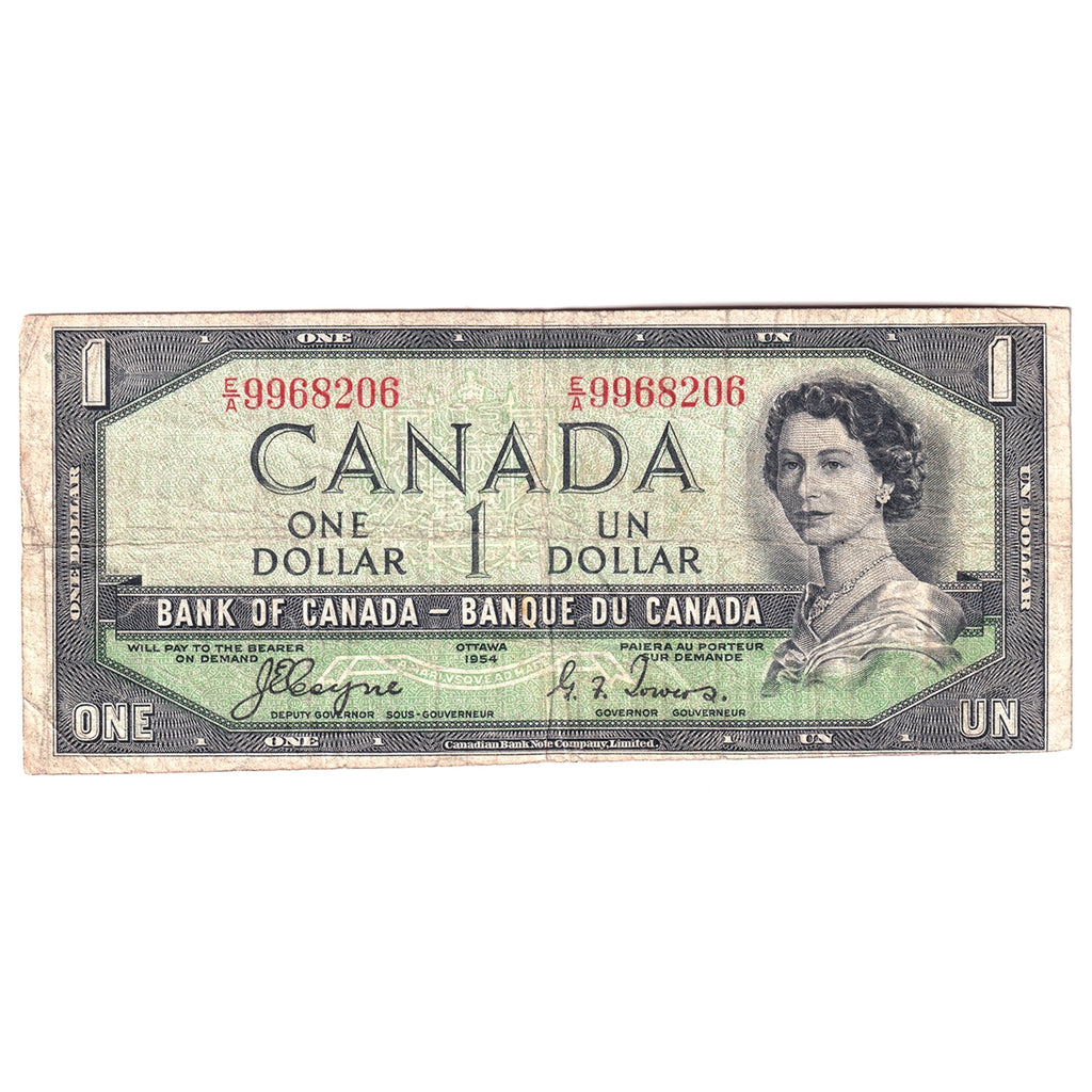 BC-29a 1954 Canada $1 Coyne-Towers, Devil's Face, E/A, Very Good (VG8)
