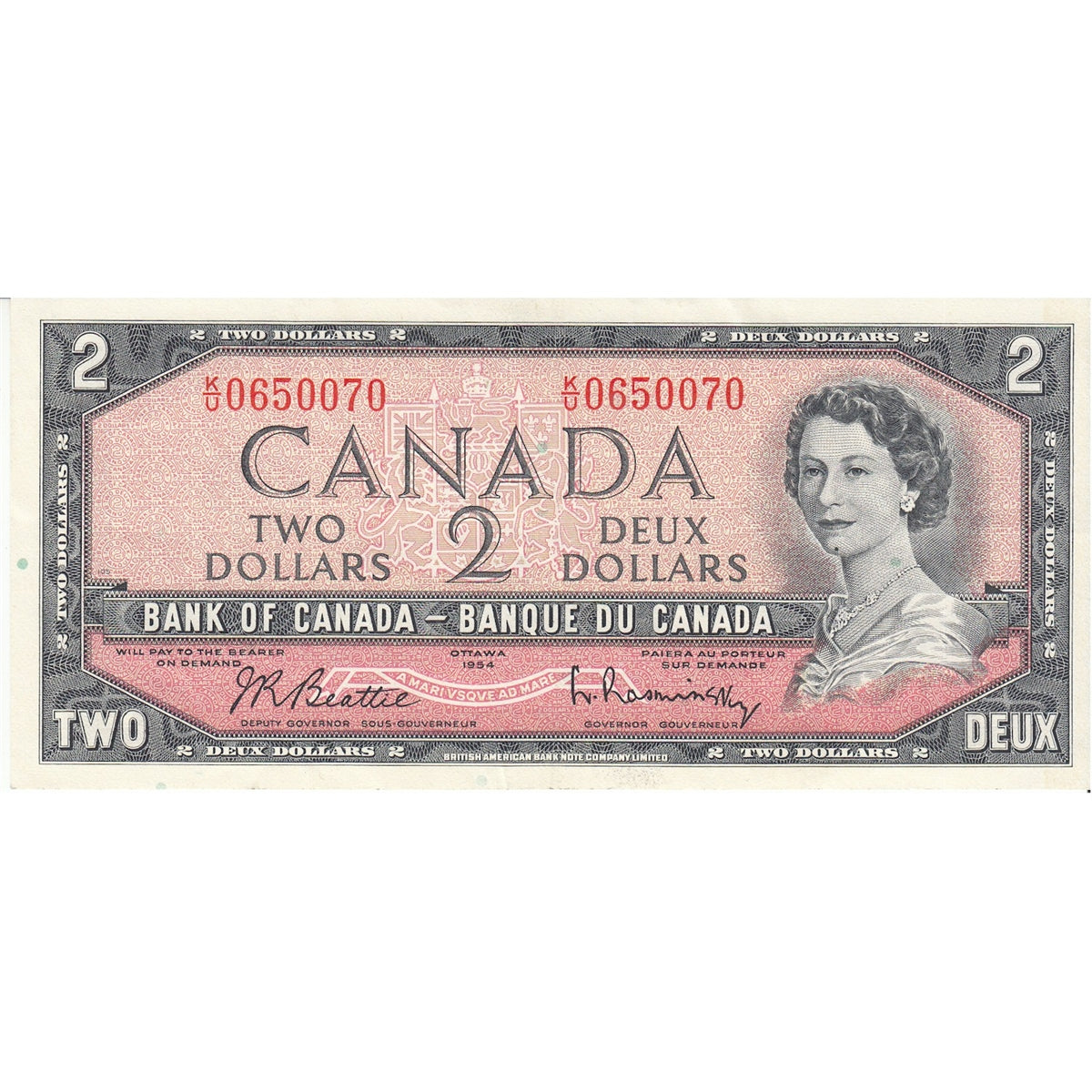 BC-38b 1954 Canada $2 Beattie-Rasminsky, K/U, EF