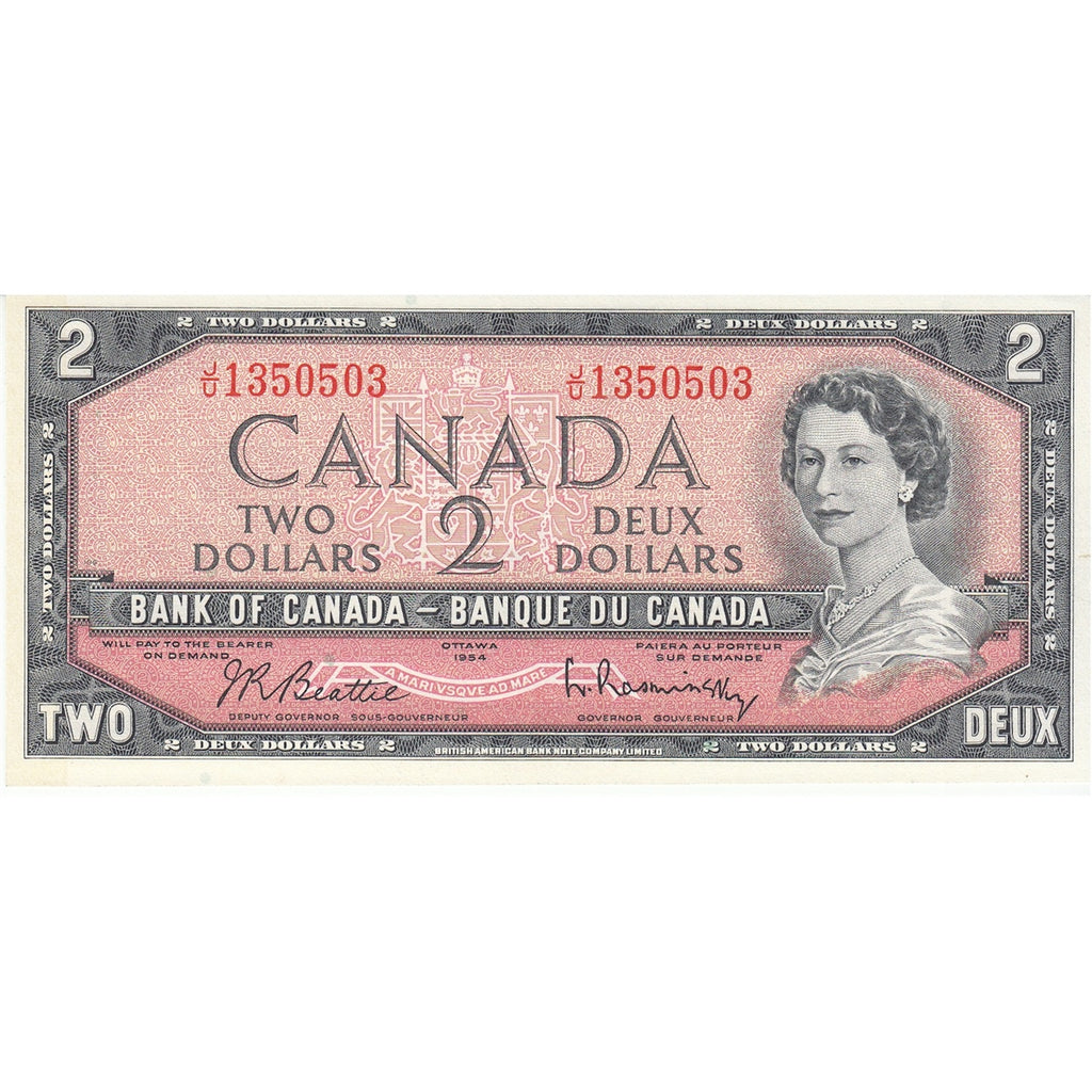 BC-38b 1954 Canada $2 Beattie-Rasminsky, J/U, EF-AU (EF45)