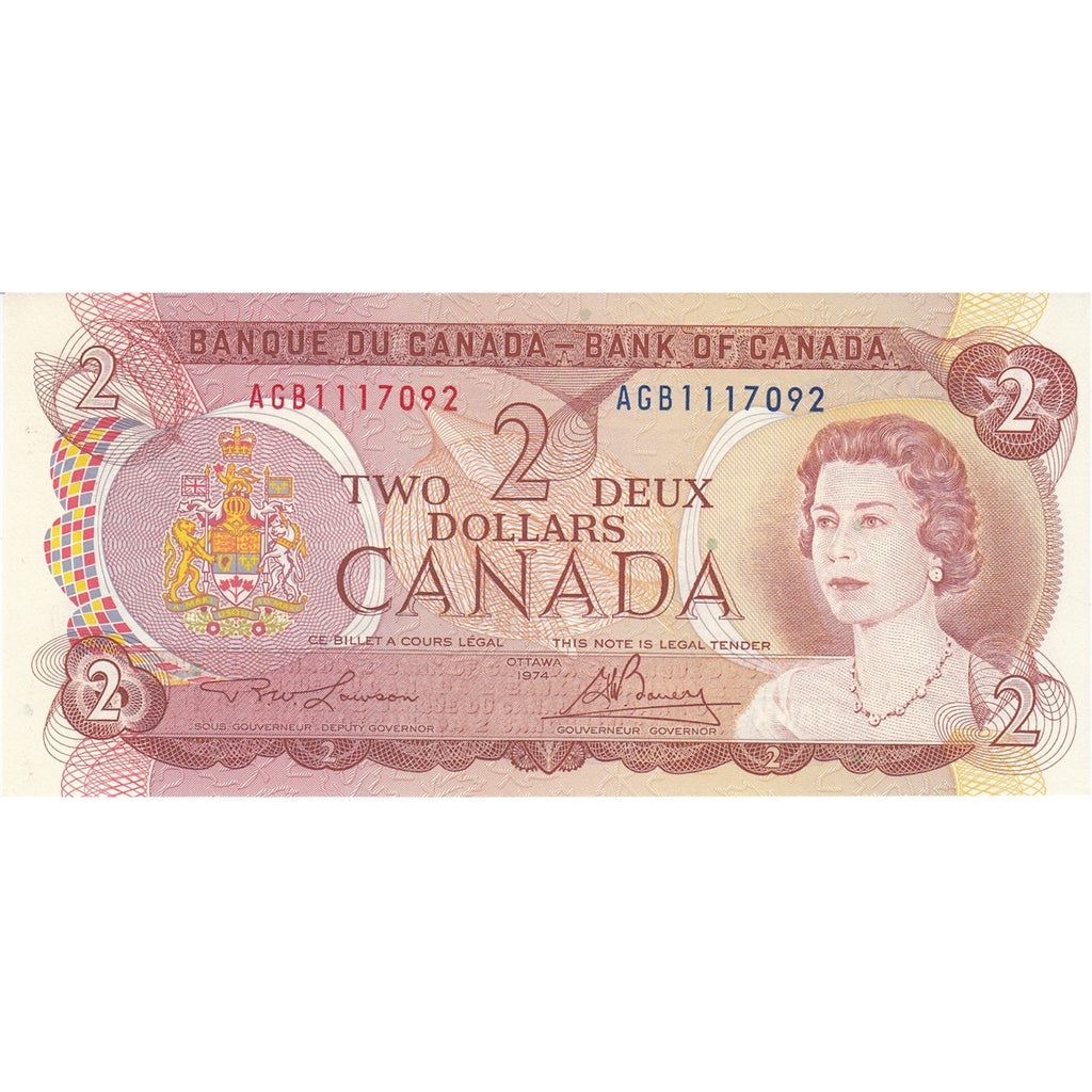 BC-47a-i 1974 Canada $2 Lawson-Bouey, AGB, Uncirculated (MS60)