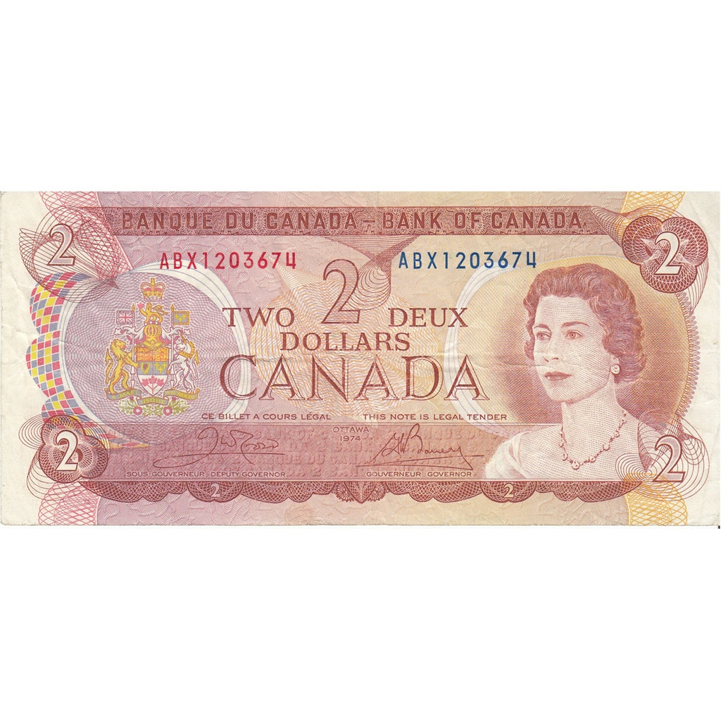 BC-47bA 1974 Canada $2 Crow-Bouey, ABX, F-VF (F15)