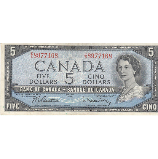 BC-39b 1954 Canada $5 Beattie-Rasminsky, E/S, VF-EF