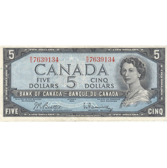BC-39b 1954 Canada $5 Beattie-Rasminsky, R/S, VF-EF (VF30)