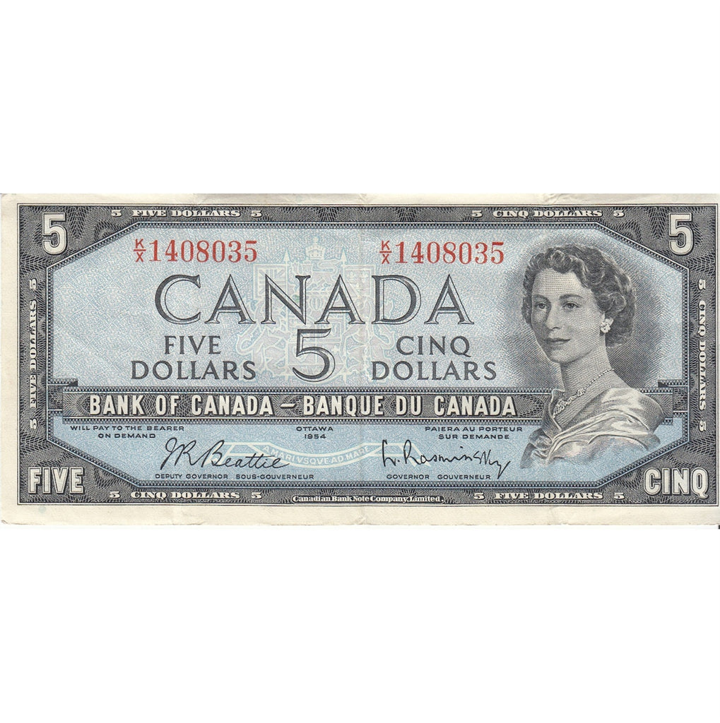 BC-39b 1954 Canada $5 Beattie-Rasminsky, K/X, VF-EF (VF30)
