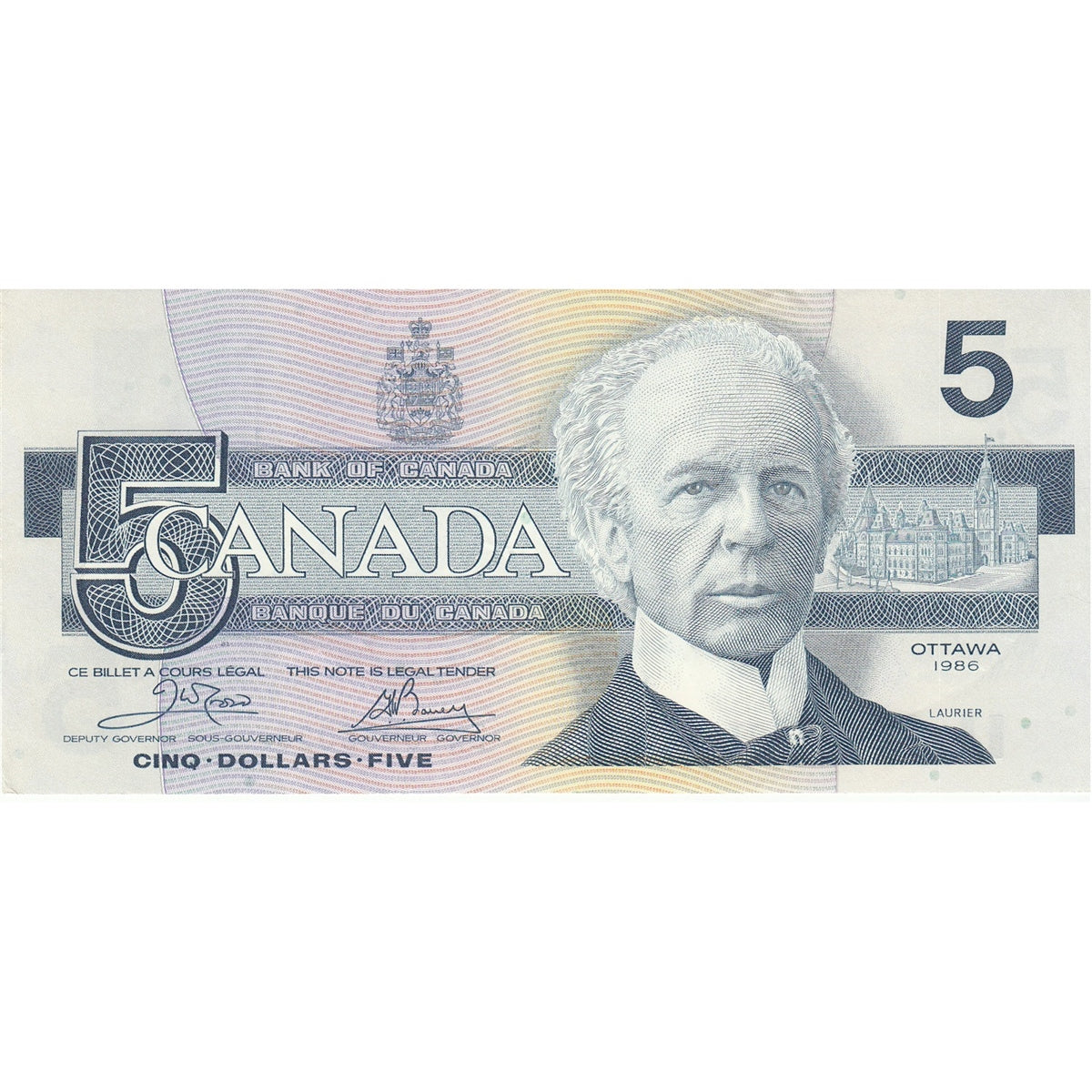 BC-56a 1986 Canada $5 Crow-Bouey, ENT, Circ