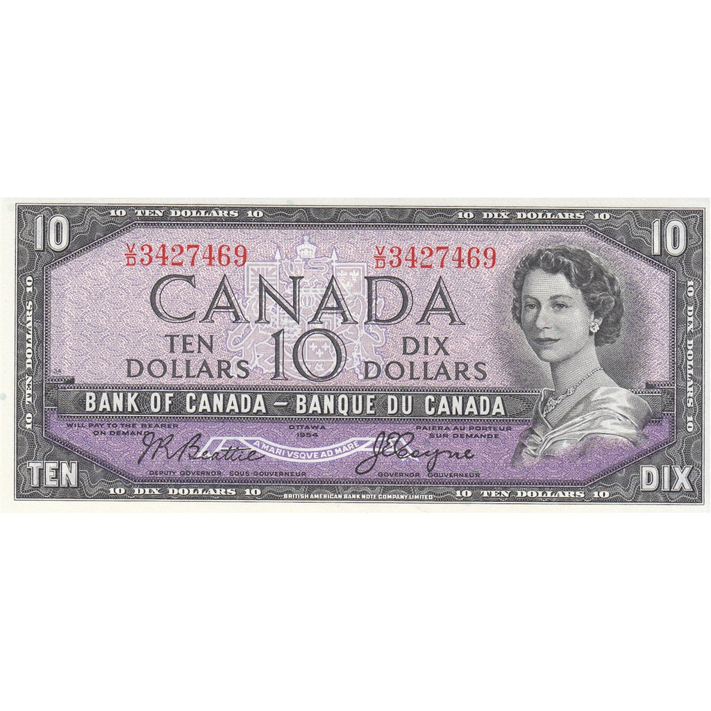 BC-40a 1954 Canada $10 Beattie-Coyne, V/D, Choice Uncirculated (CUNC63)