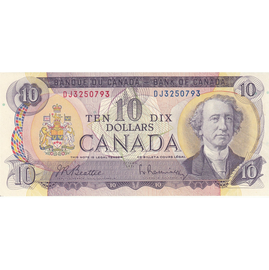 BC-49a 1971 Canada $10 Beattie-Rasmonsky, DJ, Extra Fine (EF40)