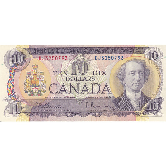 BC-49a 1971 Canada $10 Beattie-Rasmonsky, DJ, Extra Fine (EF40)