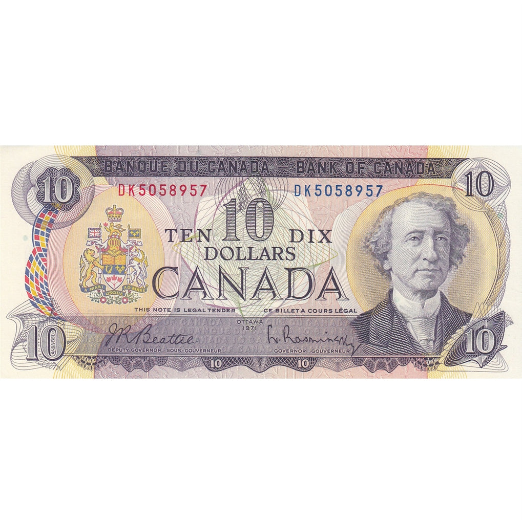 BC-49a 1971 Canada $10 Beattie-Rasminsky, DK, EF-AU (EF45)