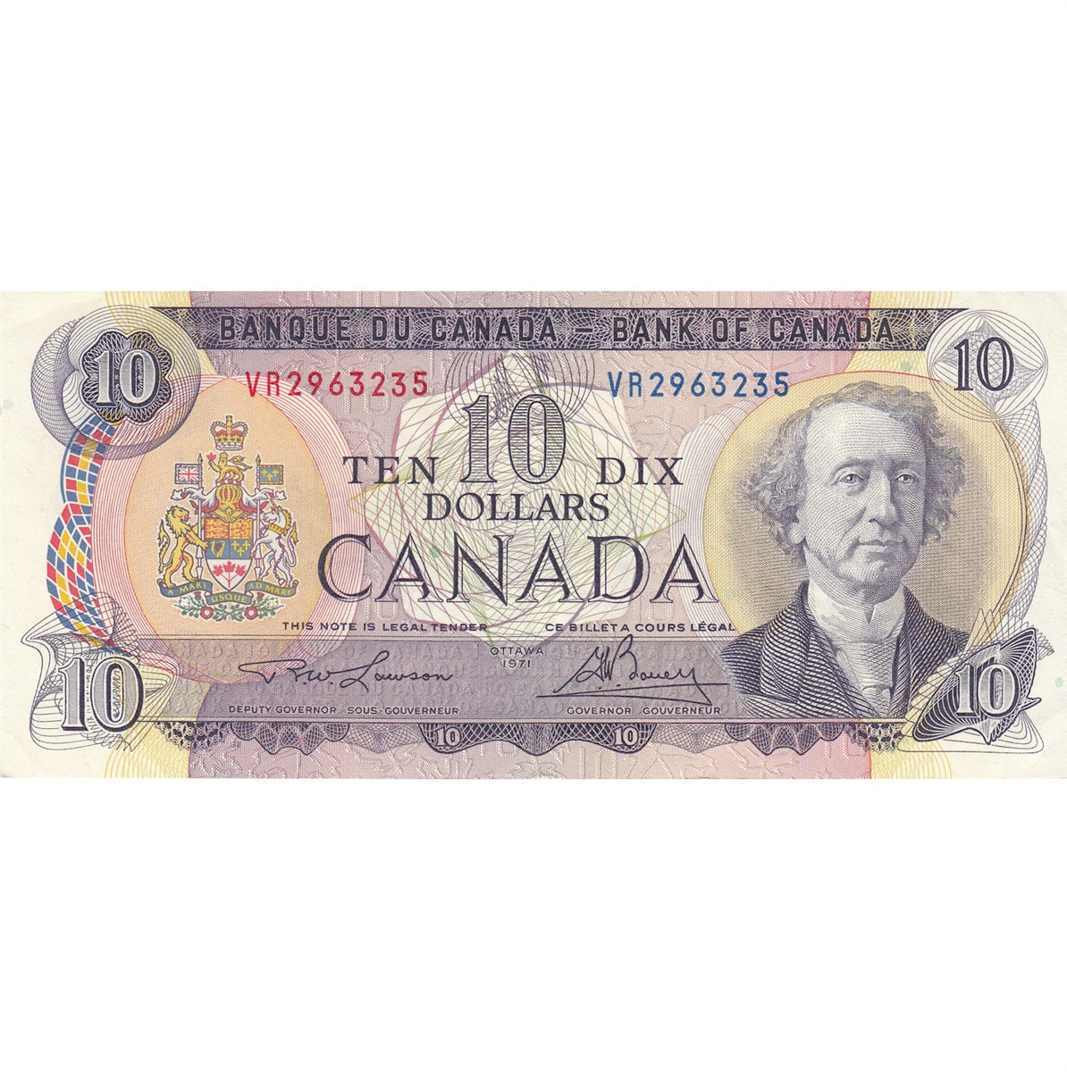 BC-49c 1971 Canada $10 Lawson-Bouey, VR, EF-AU (EF45)