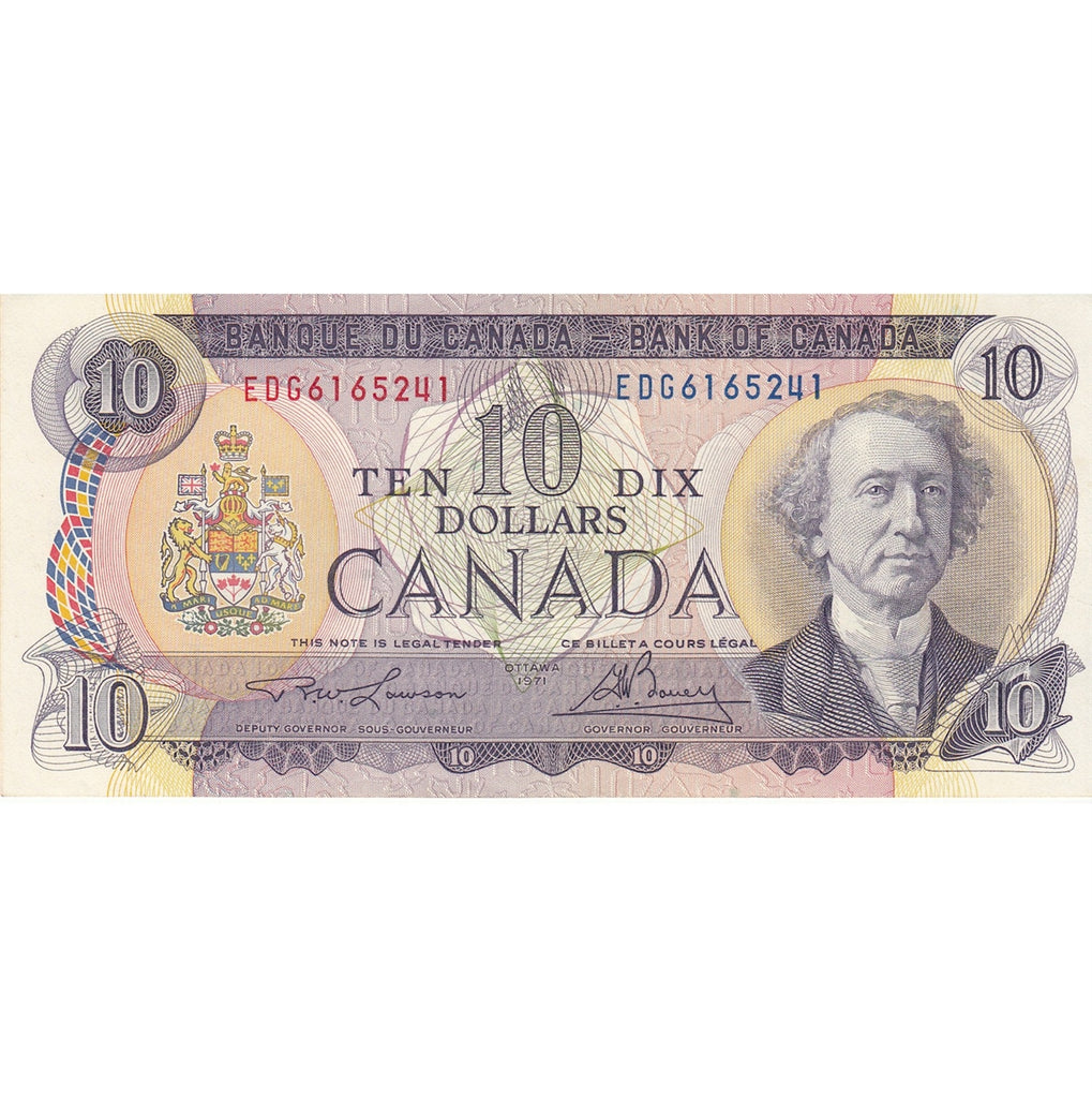 BC-49c-i 1971 Canada $10 Lawson-Bouey, EDG, AU-UNC (AU55)