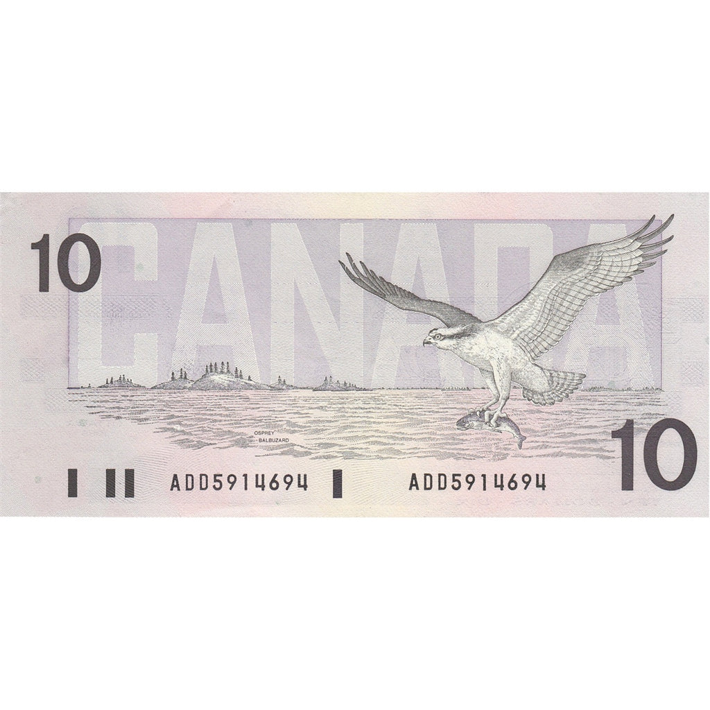 BC-57a 1989 Canada $10 Thiessen-Crow, ADD, Almost Uncirculated (AU50)