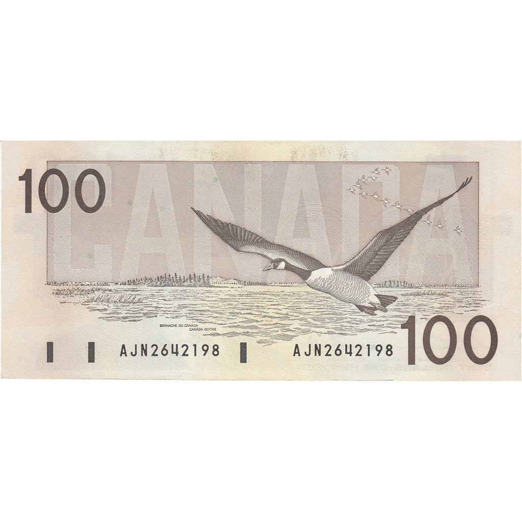 BC-60a 1988 Canada $100 Thiessen-Crow, AJN, Almost Uncirculated (AU50)