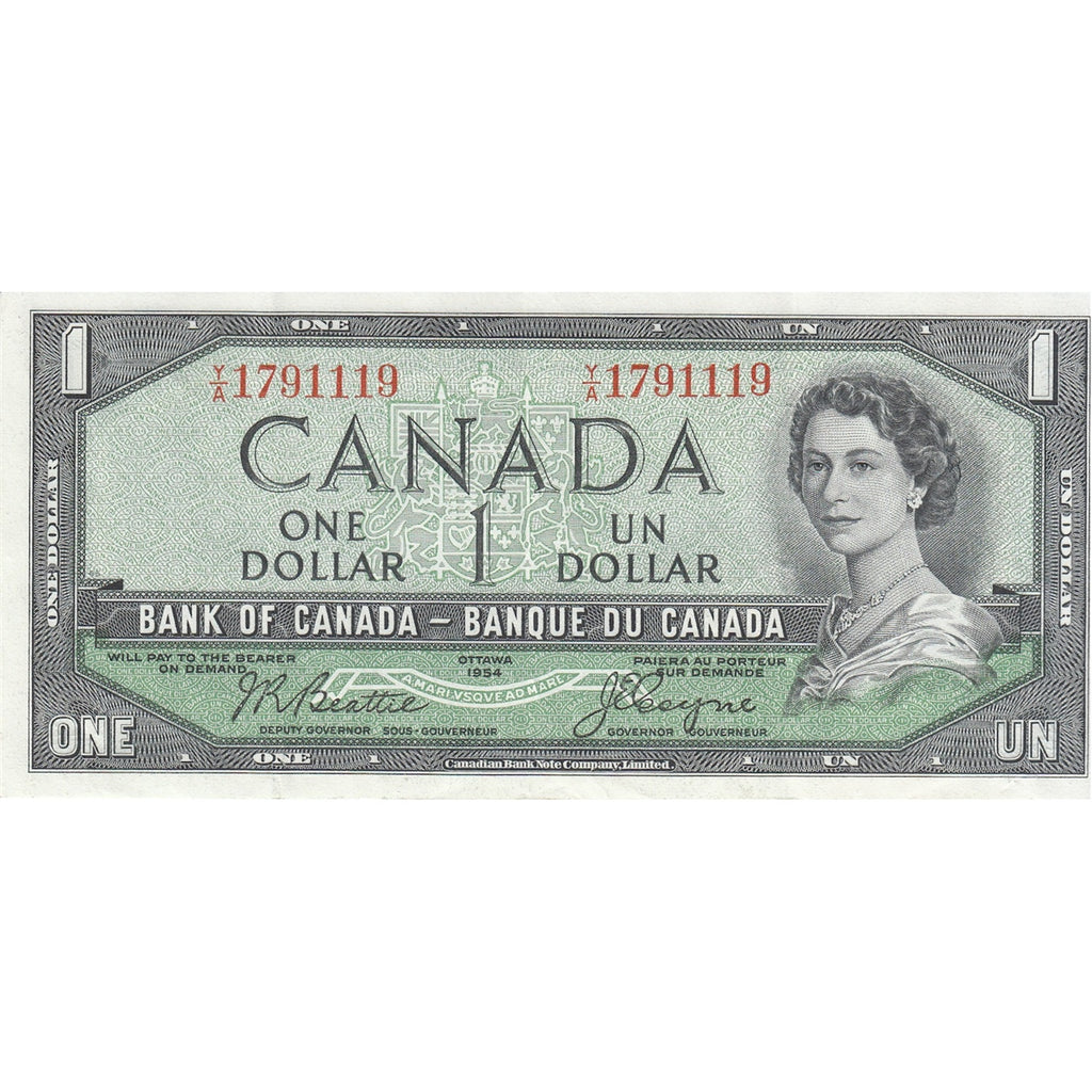 BC-37a 1954 Canada $1 Beattie-Coyne, Y/A, VF-EF (VF30)