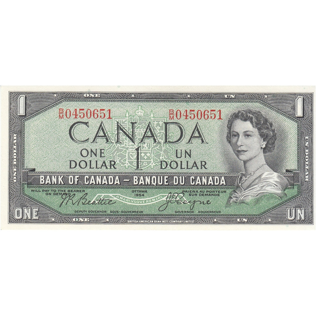 BC-37a-i 1954 Canada $1 Beattie-Coyne, B/M, Choice Uncirculated (CUNC63)