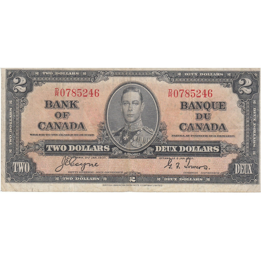 BC-22c 1937 Canada $2 Coyne-Towers, D/R, VG-F (VG10)