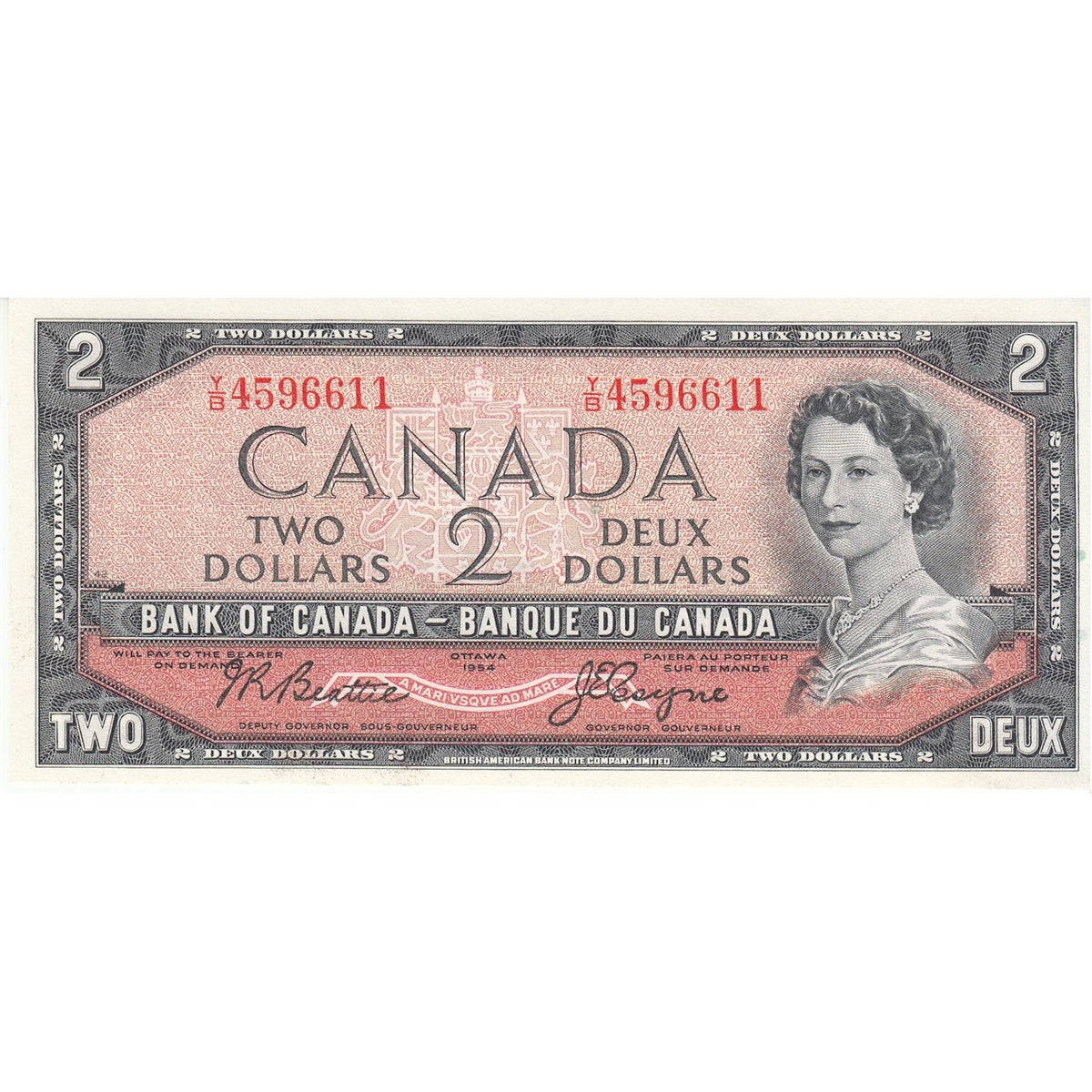 BC-38a 1954 Canada $2 Beattie-Coyne, Y/B, Choice Uncirculated (CUNC63)