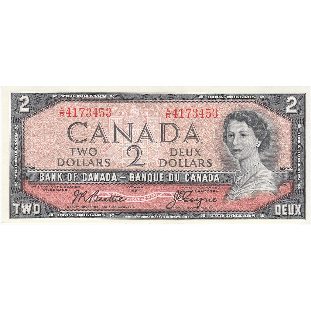 BC-38a 1954 Canada $2 Beattie-Coyne, A/R, Choice Uncirculated (CUNC63)