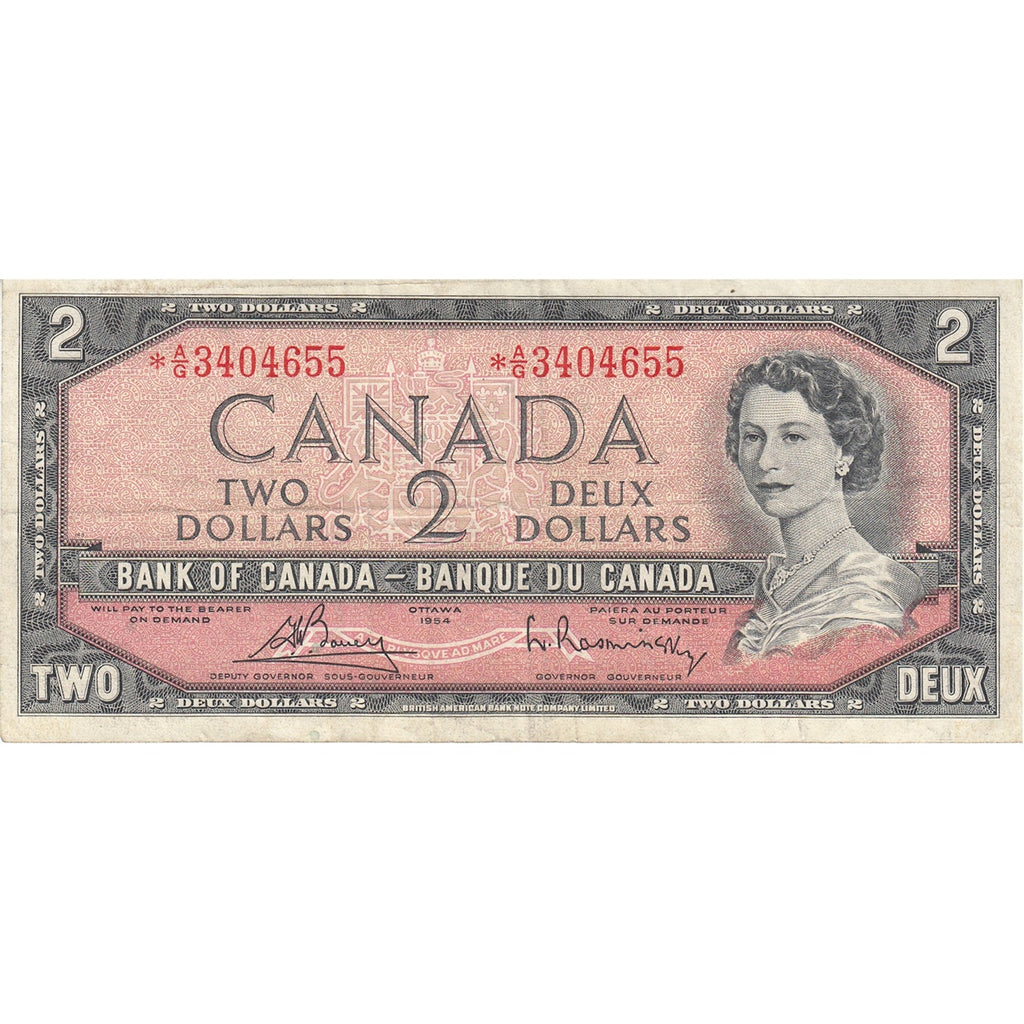 BC-38cA 1954 Canada $2 Bouey-Rasminsky, *A/G Above 3.2M, F-VF (F15)