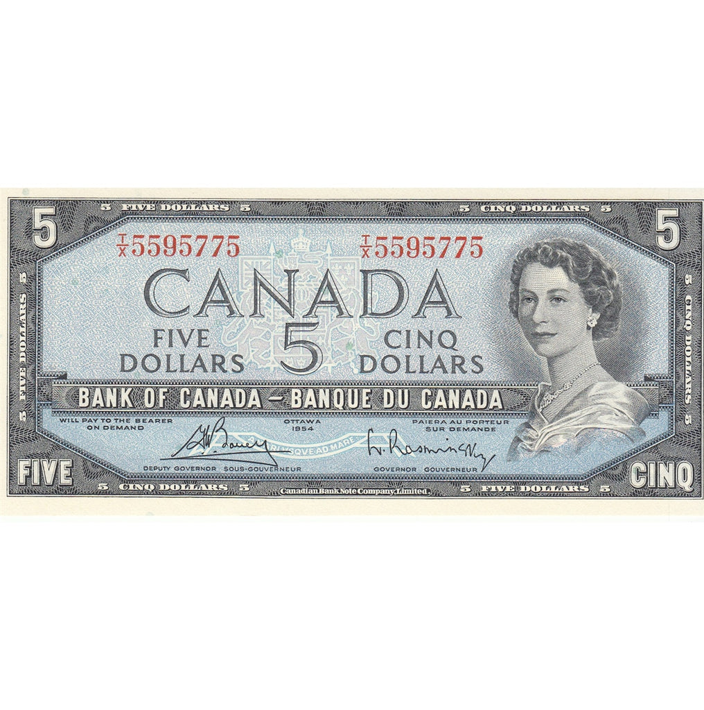 BC-39c 1954 Canada $5 Bouey-Rasminsky, T/X, Choice Uncirculated (CUNC63)