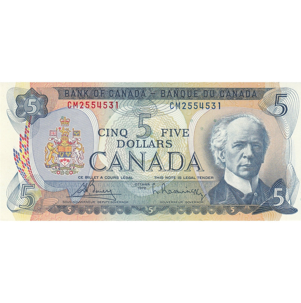 BC-48a 1972 Canada $5 Bouey-Rasminsky, CM, Choice Uncirculated (CUNC63)