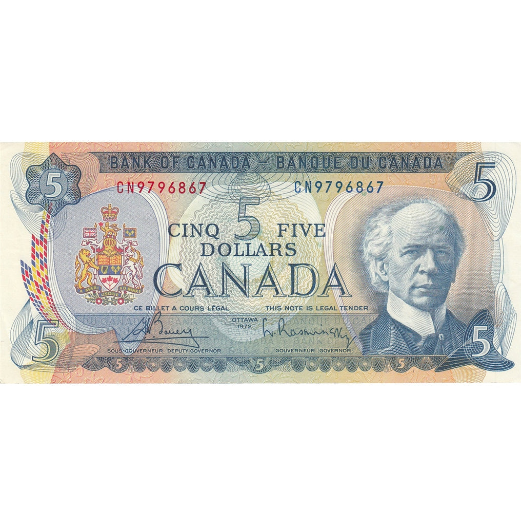 BC-48a 1972 Canada $5 Bouey-Rasminsky, CN, Extra Fine (EF40)