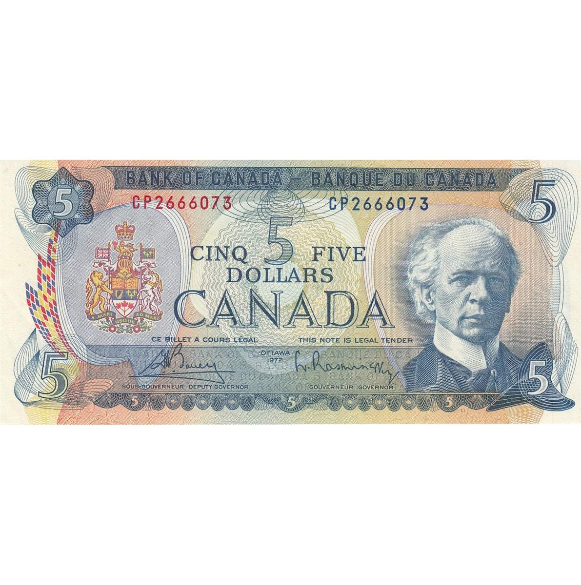 BC-48a 1972 Canada $5 Bouey-Rasminsky, CP, VF-EF (VF30)