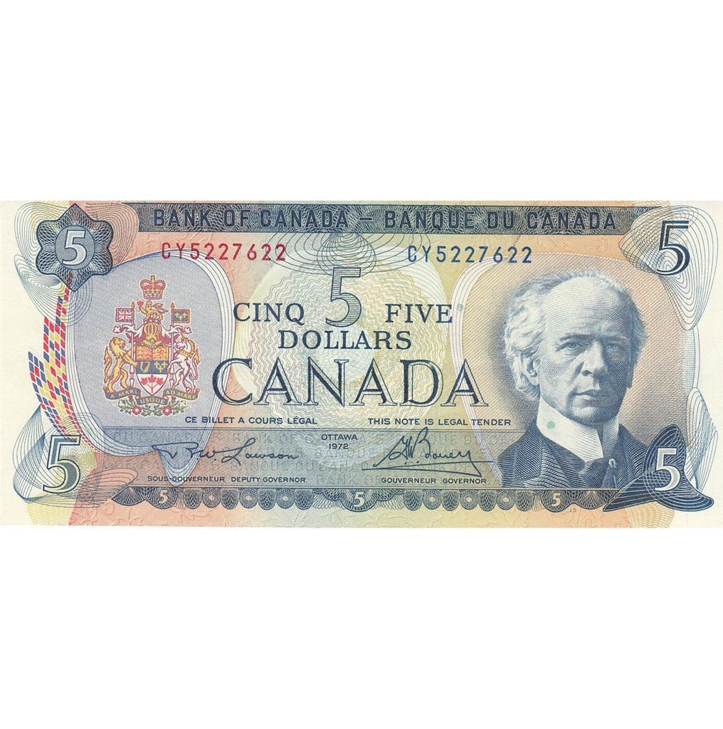 BC-48b 1972 Canada $5 Lawson-Bouey, CY, Extra Fine (EF40)