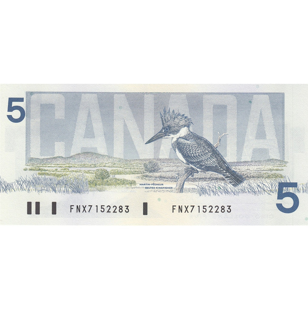 BC-56bA 1986 Canada $5 Thiessen-Crow, Small FNX, Choice Uncirculated (CUNC63)