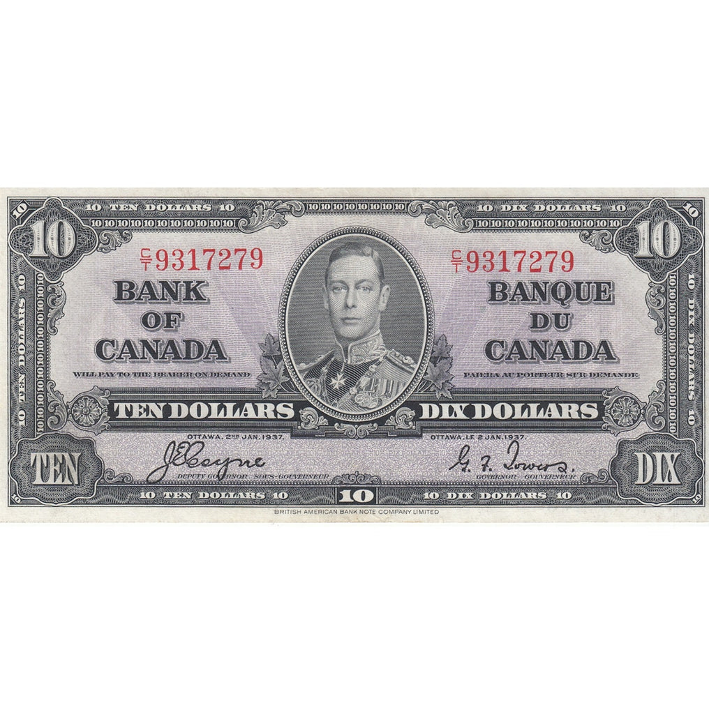 BC-24c 1937 Canada $10 Coyne-Towers, C/T, EF-AU (EF45)