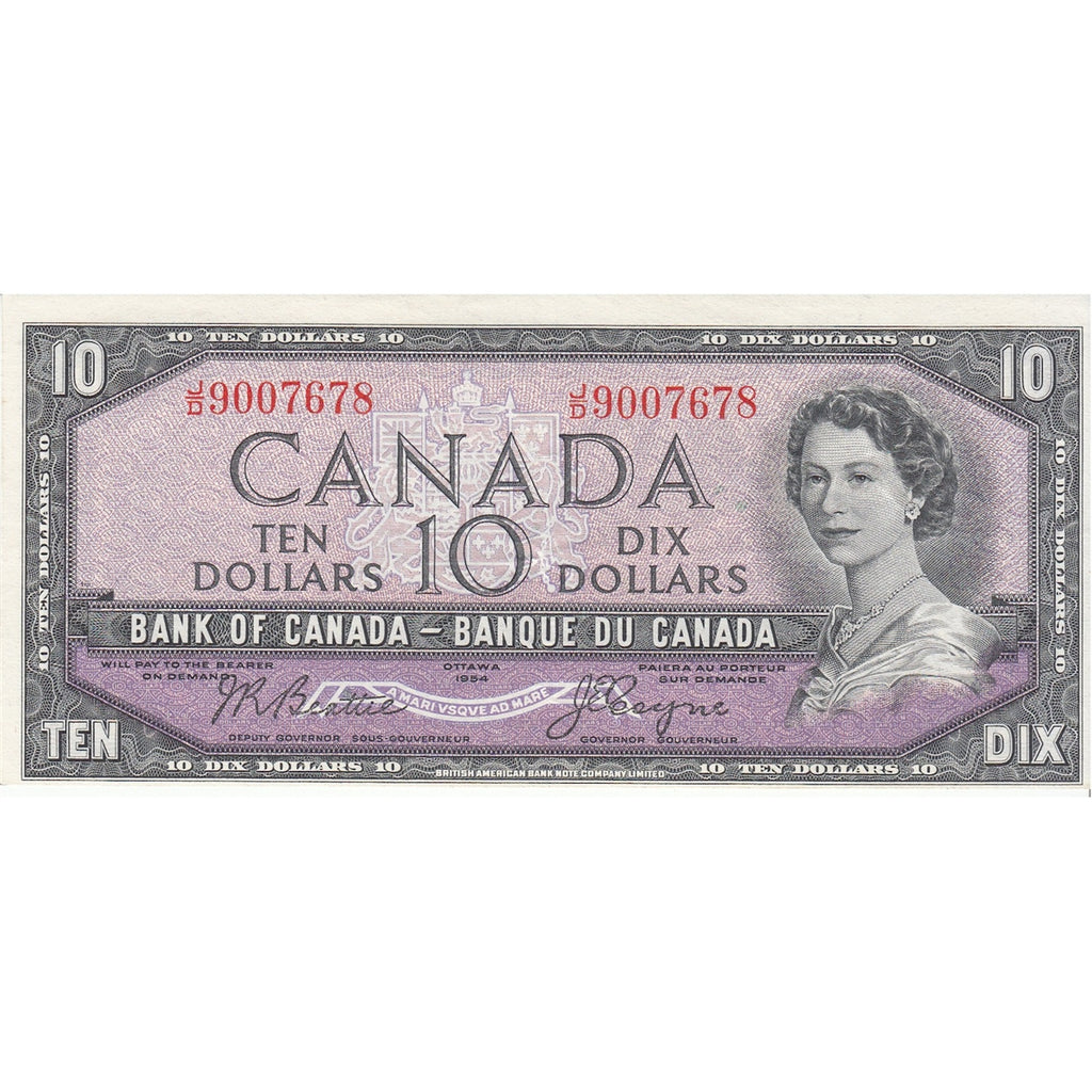 BC-40a 1954 Canada $10 Beattie-Coyne, J/D, Extra Fine (EF40)