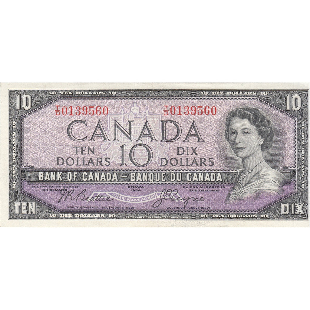 BC-40a 1954 Canada $10 Beattie-Coyne, T/D, EF-AU (EF45)