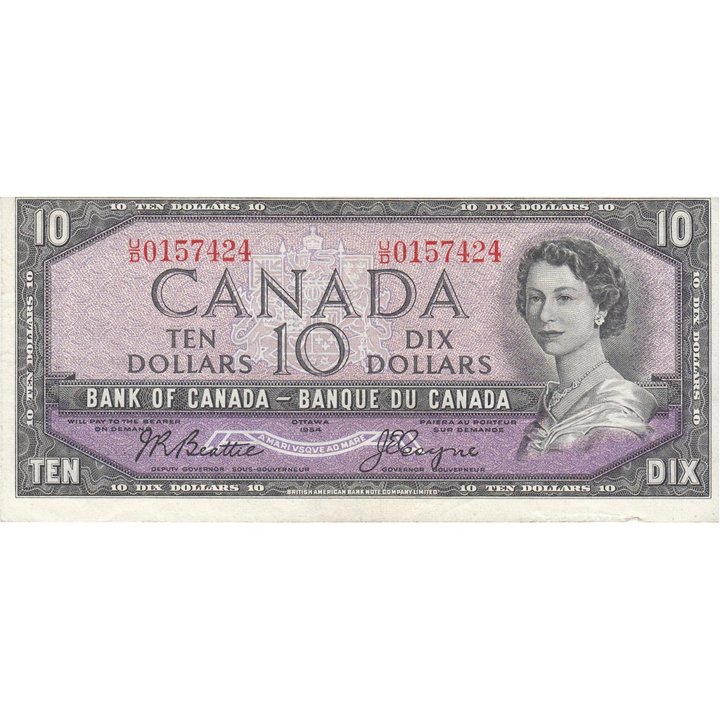 BC-40a 1954 Canada $10 Beattie-Coyne, U/D, Extra Fine (EF40)