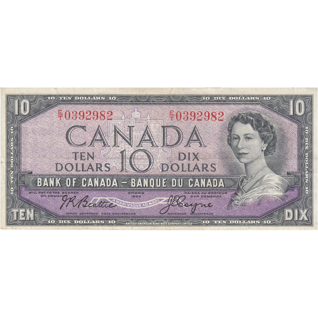 BC-40a 1954 Canada $10 Beattie-Coyne, E/T, Very Fine (VF20)