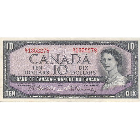 BC-40b 1954 Canada $10 Beattie-Rasminsky, N/T, VF-EF