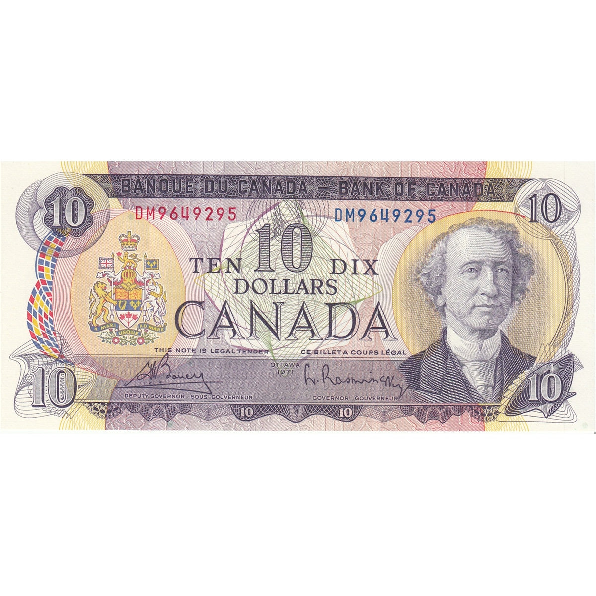 BC-49b 1971 Canada $10 Bouey-Rasminsky, DM, Choice Uncirculated (CUNC63)