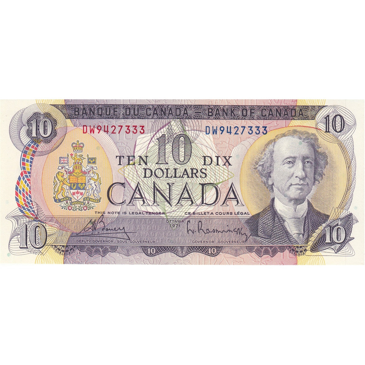 BC-49b 1971 Canada $10 Bouey-Rasminsky, DW, Choice Uncirculated (CUNC63)