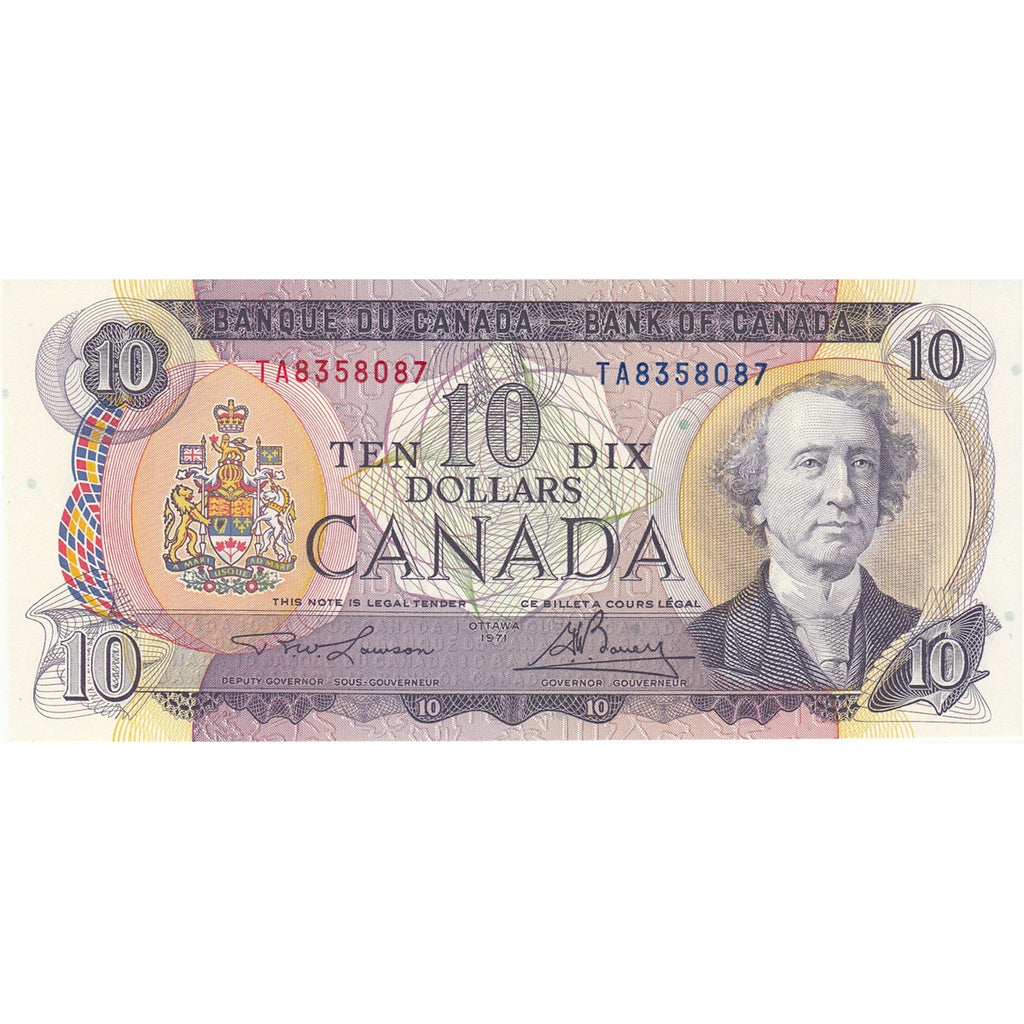 BC-49c 1971 Canada $10 Lawson-Bouey, TA, Choice Uncirculated (CUNC63)