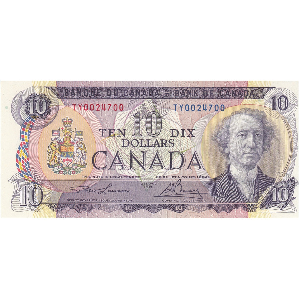 BC-49c 1971 Canada $10 Lawson-Bouey, TY, Choice Uncirculated (CUNC63)