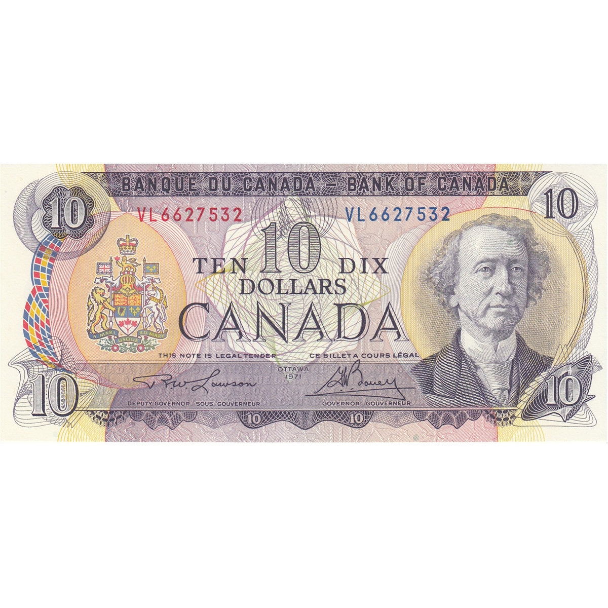 BC-49c 1971 Canada $10 Lawson-Bouey, VL, Choice Uncirculated (CUNC63)