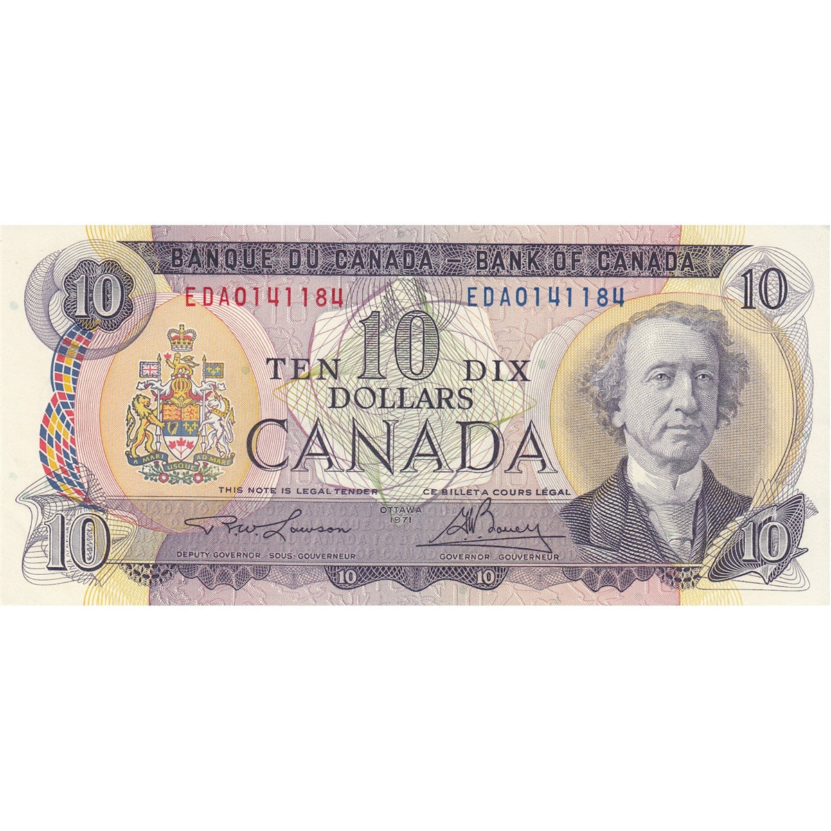 BC-49c-i 1971 Canada $10 Lawson-Bouey, EDA, Almost Uncirculated (AU50)