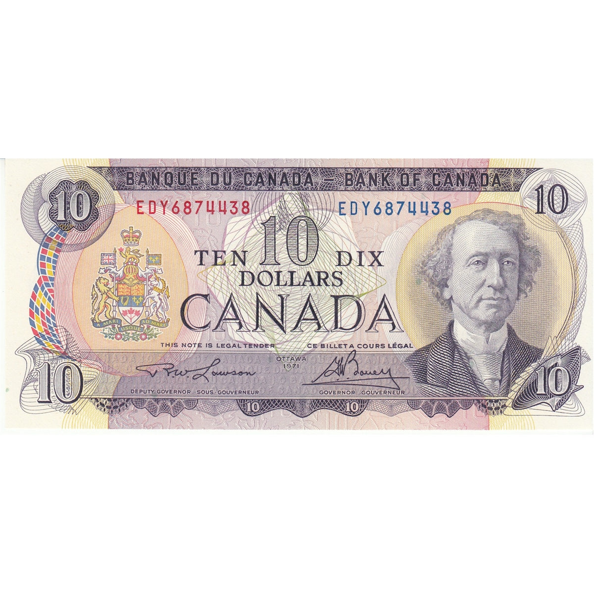 BC-49c-i 1971 Canada $10 Lawson-Bouey, EDY, Choice Uncirculated (CUNC63)