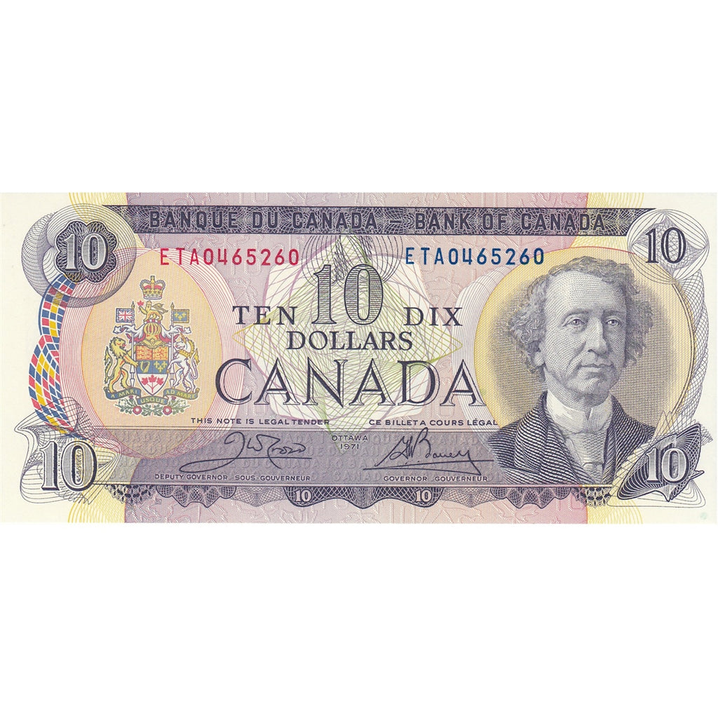 BC-49d 1971 Canada $10 Crow-Bouey, ETA, Choice Uncirculated (CUNC63)