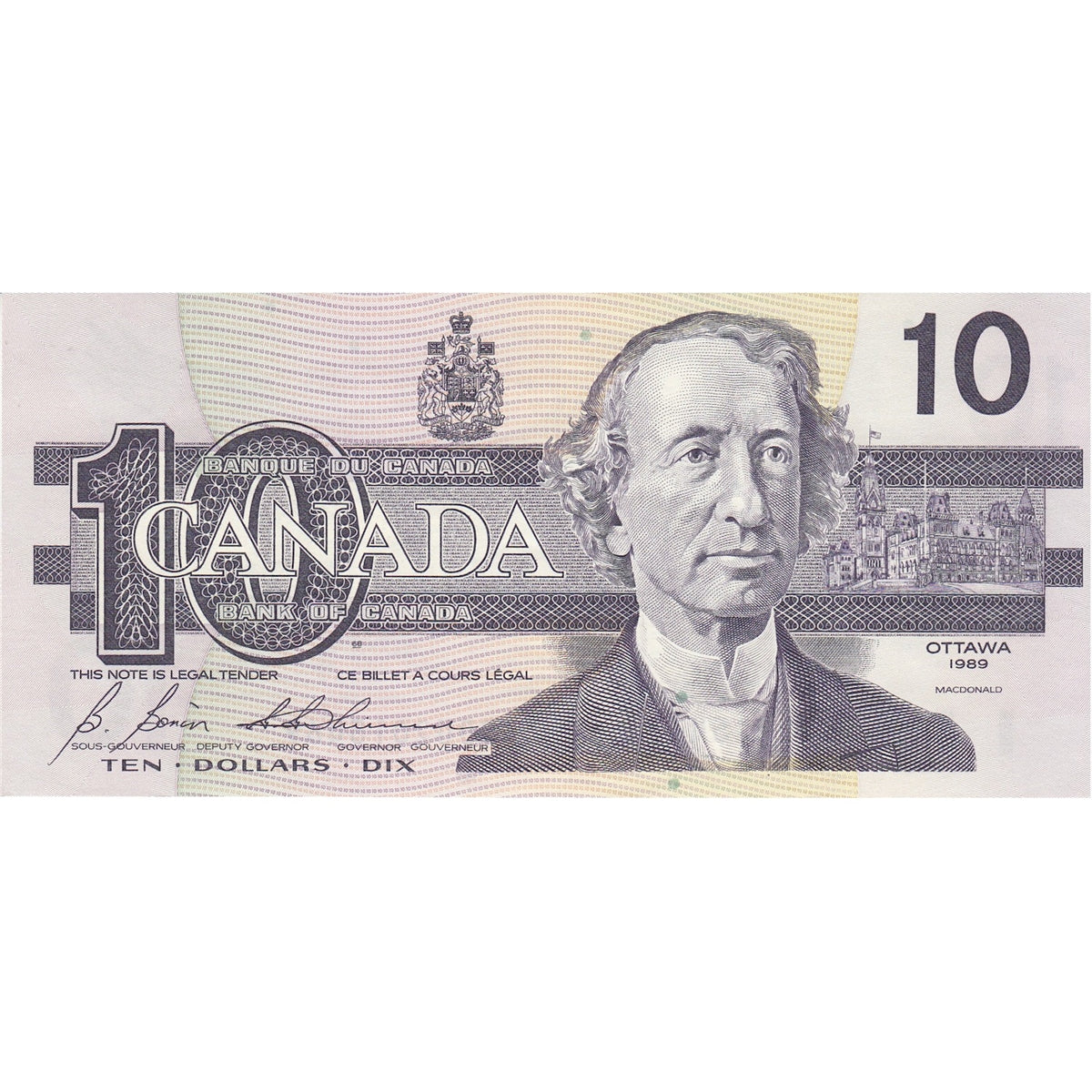 BC-57b 1989 Canada $10 Bonin-Thiessen, BDU, AU-UNC (AU55)