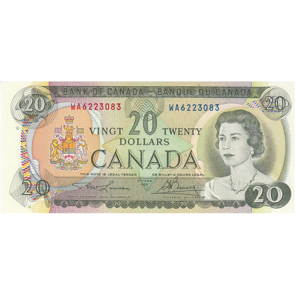 BC-50b 1969 Canada $20 Lawson-Bouey, WA, Choice Uncirculated (CUNC63)